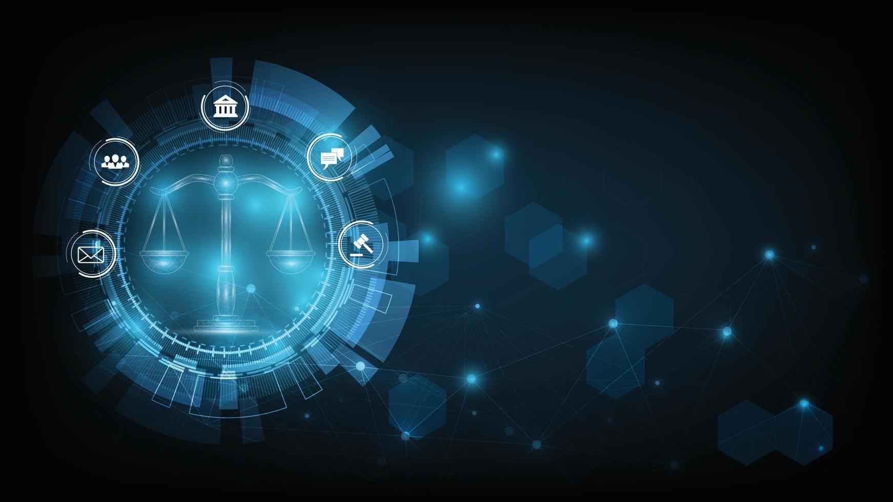 concept of internet law design cyber law as digital legal services labor law lawyer on dark blue blurred background vector